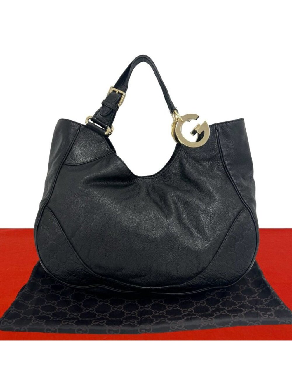 Gucci Charlotte Guccissima Logo Leather Tote Bag Black